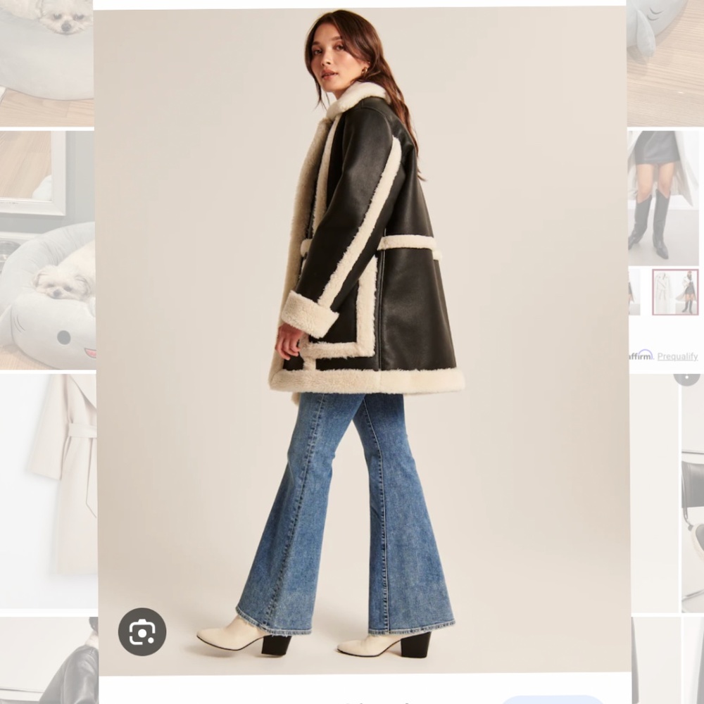 NWT- Abercrombie & Fitch Oversized Sherpa-lined Vegan Leather Coat